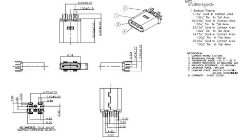 5 Pcs Usb 31 Type C Connector 14 Pin Female Socket Receptacle Through