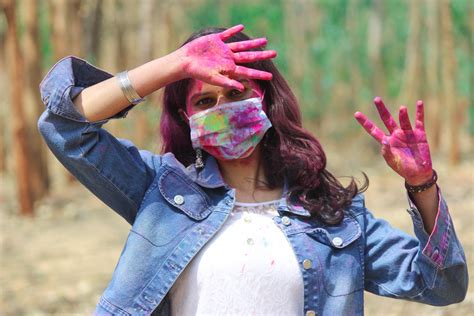 Girl Playing Holi With Mask Pixahive