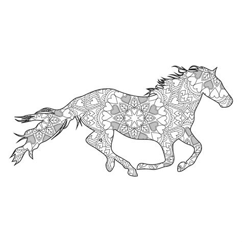 Mandala Cool Horse Running Coloring Pages Download Print Now