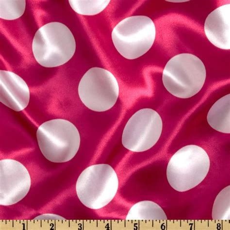 Charmeuse Satin Large Polka Dots Fuchsia White 100 Polyester Satin