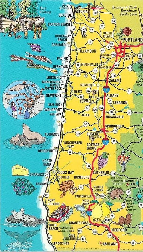 Oregon Coast Map With Cities World Map