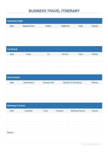 Blank Travel Itinerary Template Free Templates