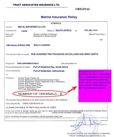 The oldest marine policy known to have been issued was on a vessel named santa clara, and the oldest policy document in existence was dated april 24, 1384, covering four bales of textiles on a journey from pisa to savona. All Originals of Insurance Policies Have Not Been ...