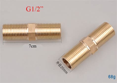 2pcs Full Copper G1 2 7cm X 20mm Male Water Pipe Connector Pipe Fittings Lengthening Head