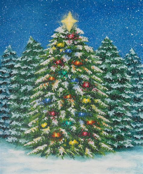 Christmas Tree Painting Christmas Tree Fine Art Print