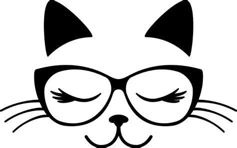 Closed Eyes Cat Face With Glasses Free Svg File Svg Heart