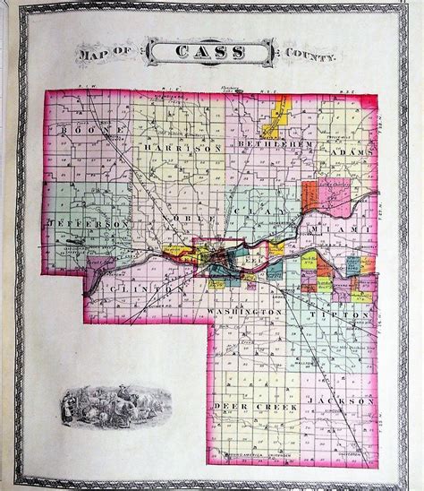 Combination Atlas Map Of Cass County Indiana Indiana First Edition