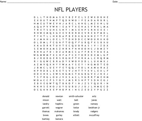 Nfl Word Search For Fun Learning Printable Nfl Word Search For Fun