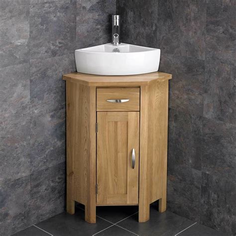 The added benefit is the visual impact, which makes the room feel bigger. Ohio En Suite Corner Bathroom Cabinet Oak Vanity Unit ...
