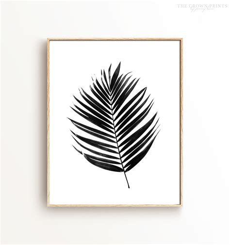 Palm Leaf Black And White Printable Art The Crown Prints