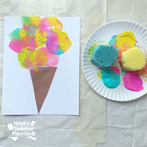 Easy Sponge Painted Ice Cream Craft Happy Toddler Playtime