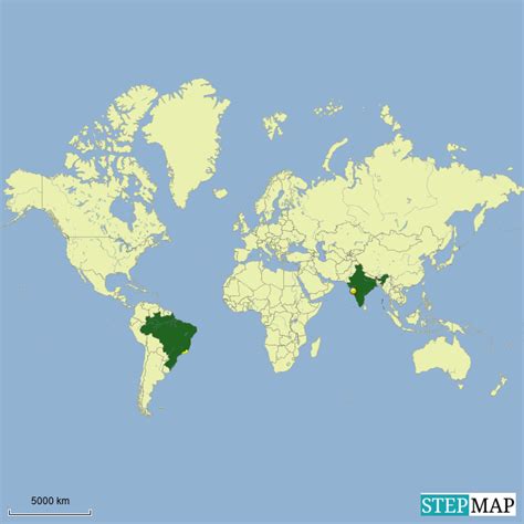 stepmap brazil india landkarte für world