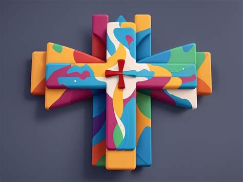 Premium Ai Image Colorful Christian Cross