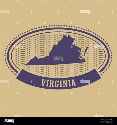 Virginia Map Silhouette Oval Stamp Stock Vector Image And Art Alamy