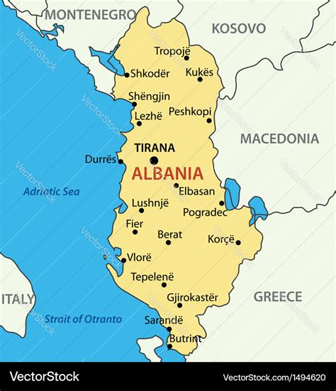 Republic Of Albania Map Royalty Free Vector Image