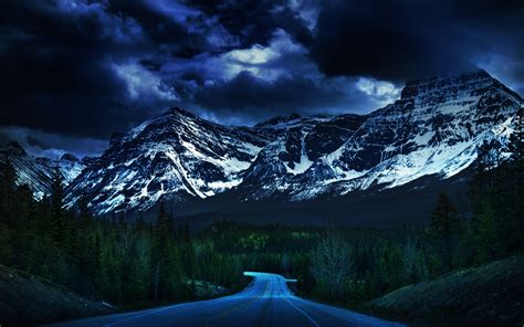 Dark Clouds Over Mountain Road Hd Wallpaper Background