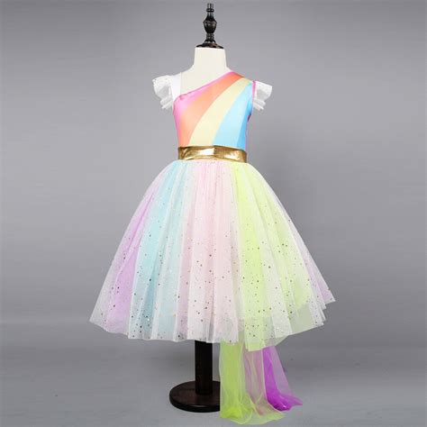 Arloneet Child Girls Princess Dress Lace Gala Dresses Rainbow Princess