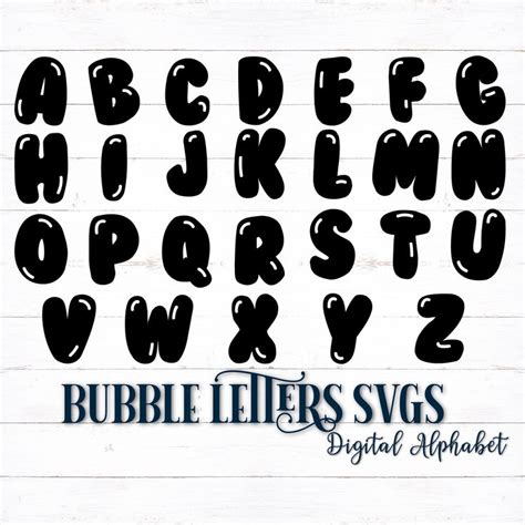 Printable Digital Alphabet Letters Bubble Letters Bubble Etsy Lettering Alphabet Digital
