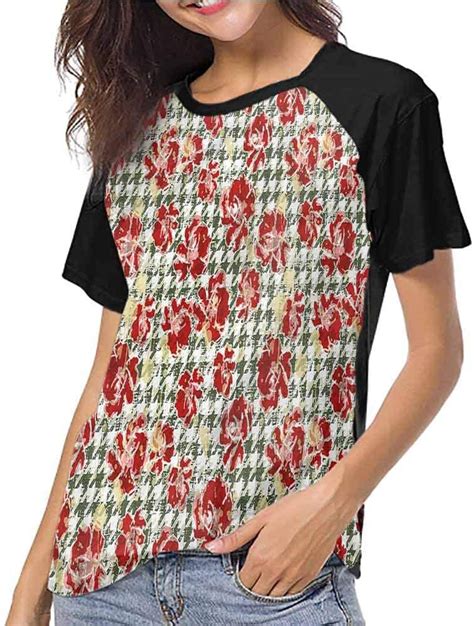 Camiseta De Manga Corta Con Diseño Floral De Flores Rusas Para Mujer