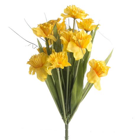 Dewy Artificial Daffodil Bush Spring Flowers Floral Supplies