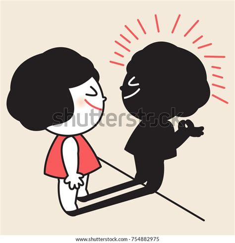Girl Looking Trust Her Shadow Concept Stock Vector Royalty Free