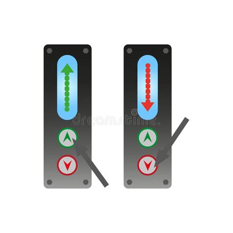 Elevator Buttons Up Down In Cartoon Style Top View Hand Up Vector