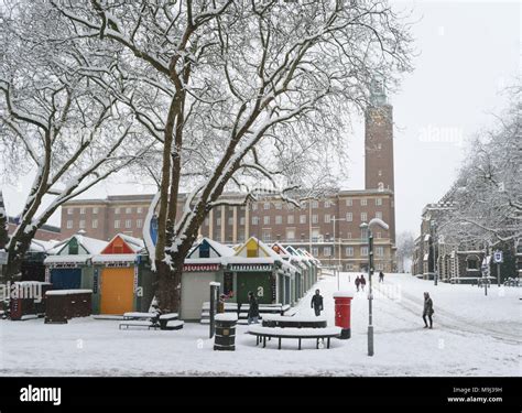 Norwich In Winter Covered By Snow Stock Photo Alamy