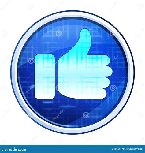 Thumbs Up Icon Futuristic Blue Round Button Vector Illustration