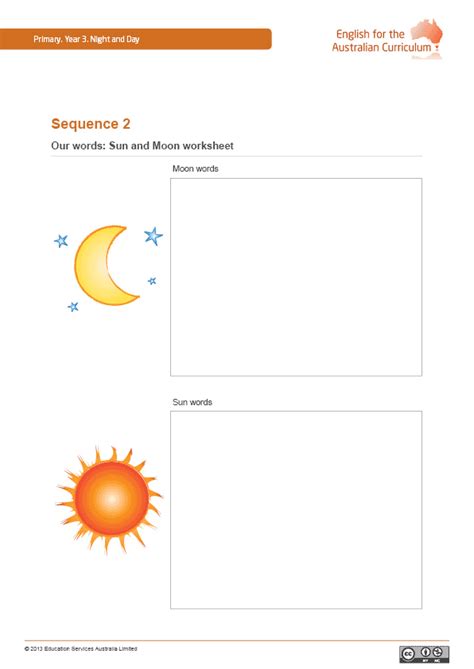 sun   moon worksheets worksheets