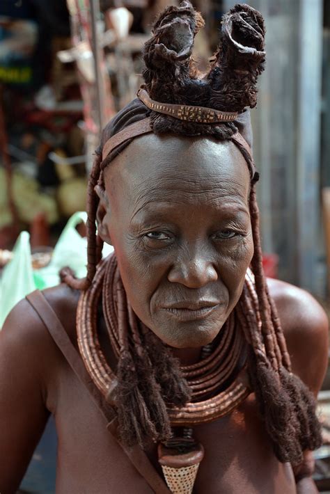 Street Life Old Himba Woman Selling Ts In A Opuwo Kaokoland