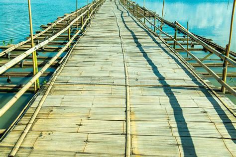 The Bamboo Bridge In Kwan Phayao Lake Stock Image Image Of Lake