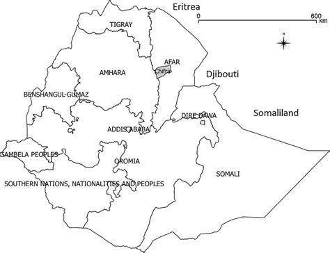 Map Of The Administrative Regions Of Ethiopia Afar Regional State Is