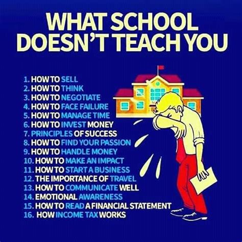 what school doesn t teach you school practical enterpreneur life lessonlearned todayquote