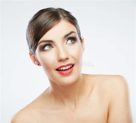 Beauty Woman Face Close Up Portrait Light Make Up Stock Photos