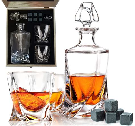 Buy Flow Barware Deluxe Whiskey Decanter And Glass Set Twist Design