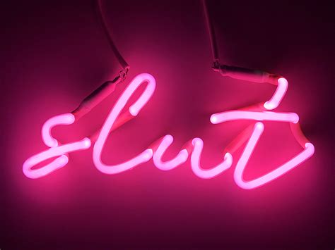 “slut” neon sculpture series indira cesarine