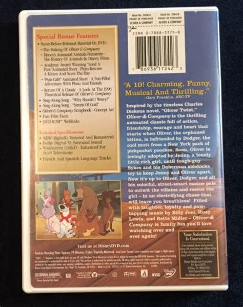Oliver And Company Dvd 2002 Rare Original Walt Disney Authentic