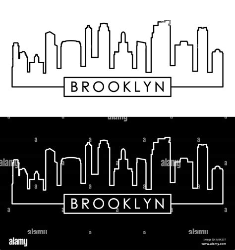 Brooklyn New York City Skyline Linear Style Editable Vector File