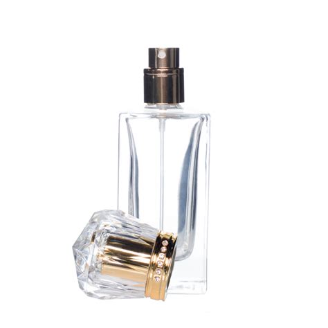 50ml Empty Glass Perfume Spray Bottle Atomizer Refillable Crystal Cap Gold