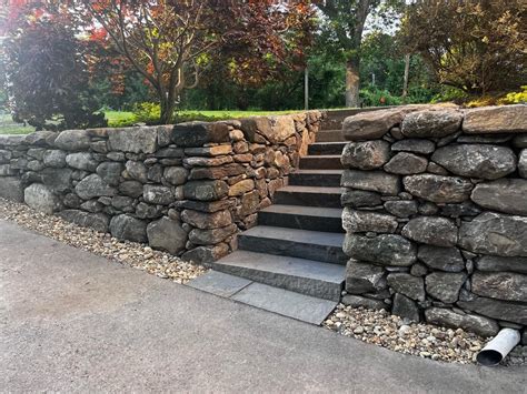 Fieldstone Retaining Wall Stairs Stow Ma Concord Stoneworks