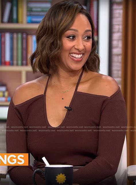 Wornontv Tamera Mowry Housleys Brown Cutout Top And Leather Skirt On