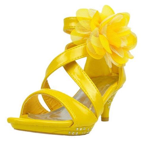 It soundsfunny, but it happens! Kids Dress Sandals Strappy Patent Leather Flower High Heel ...