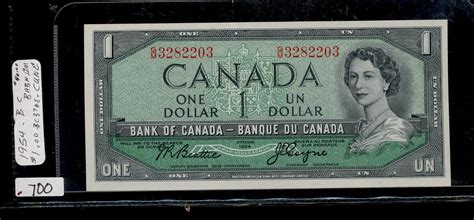 One Dollar Bill Canada 1954 Schmalz Auctions