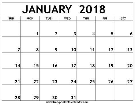 January 2018 Printable Blank Calendar Printable Blank Calendar Org Riset