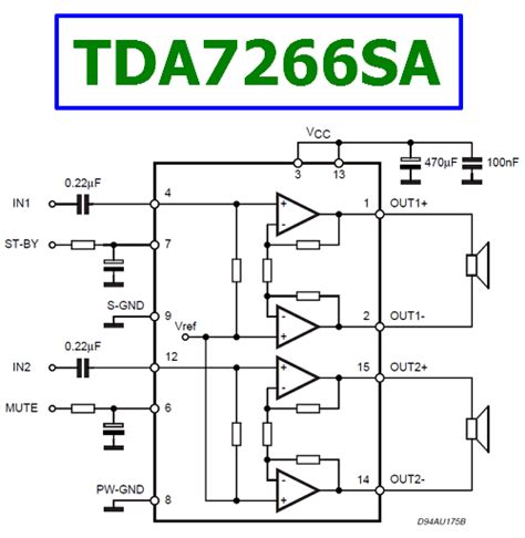Tda7266sa Datasheet 7w7w Dual Bridge Amplifier St