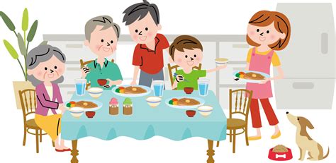 Cartoon People Eating Dinner Png