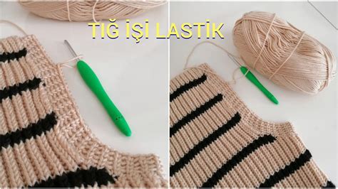 Lastik örgü Yelek Süveter Lastiği Tığ işi lastik yapımı crochet