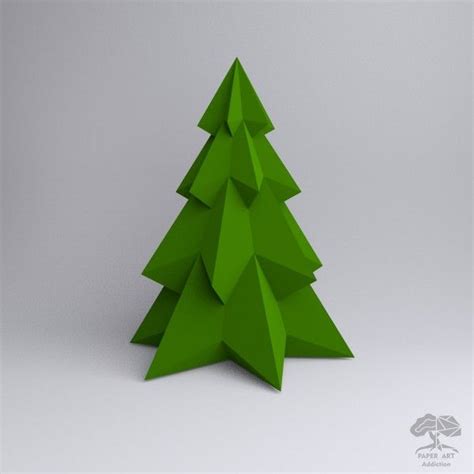 Pine Christmas Tree Low Poly Origami 3d Models Paper Models Diy