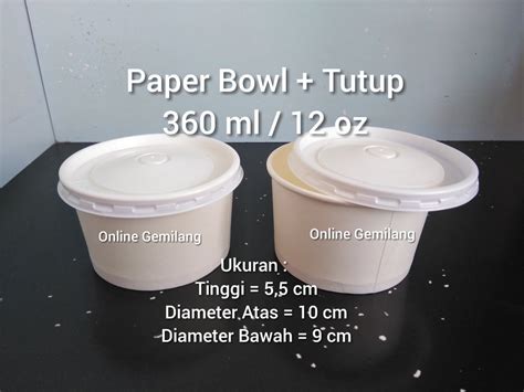 Jual Paper Bowl Mangkuk Kertas 360 Ml Atau 12 Oz Plus Tutup Di Lapak