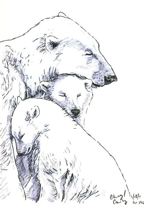 Mama Bear And Her Babies ️ Bear Sketch Polar Bear Drawing Polar